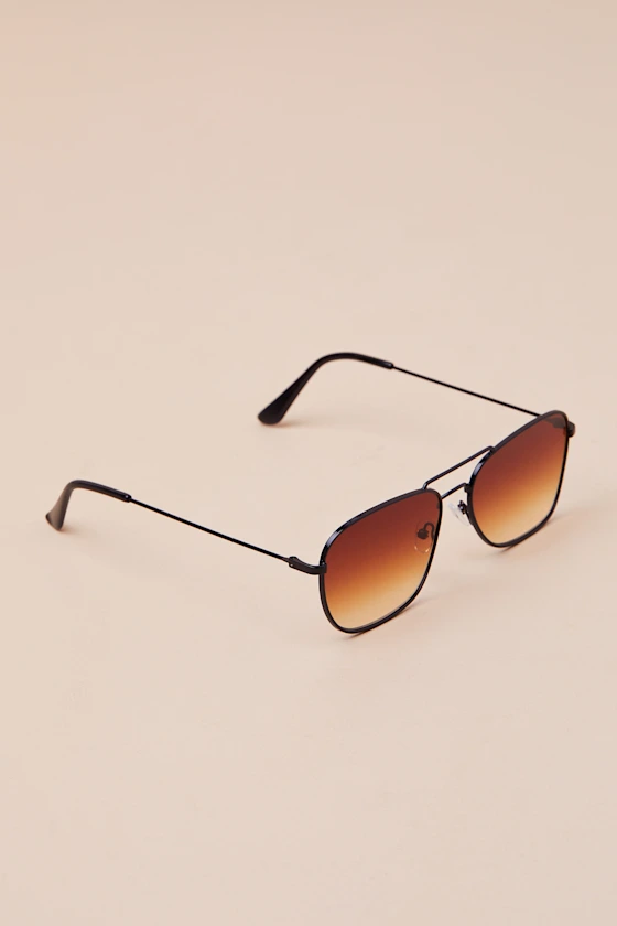 Gabryle Black and Brown Aviator Sunglasses